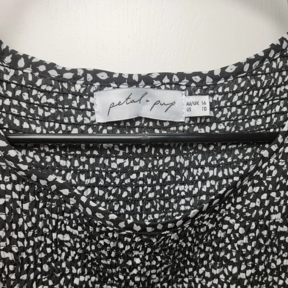 Petal + Pup Black and White Long Sleeve Tiered Modist Midi Dress - Size 10 - Picture 6 of 9